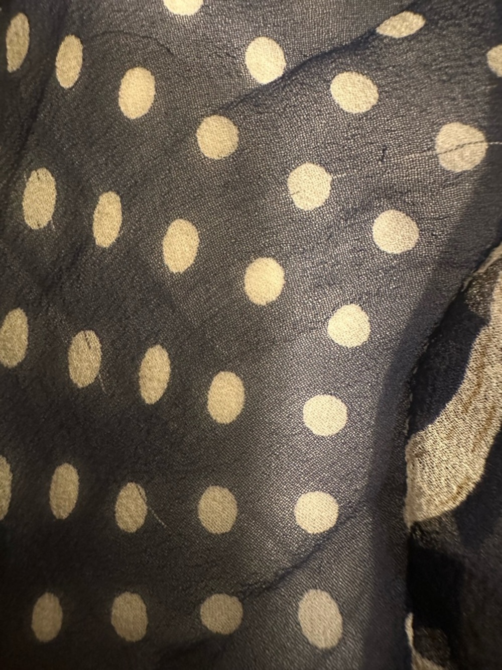 Lauren Ralph Lauren Floral 💯 Silk Scarf Black and Cream, polka dots - Picture 12 of 15